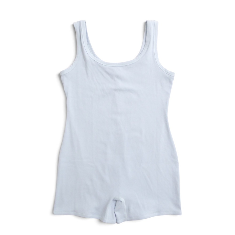 SKIMS Women Romper Bodysuit Light Blue Cotton Rib Sleeveless Scoop Neck 3X
